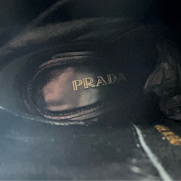 *Prada Suede Booties Black Chunky Block Heel Womens EU 39.5 Side Zipper - Picture 7 of 10